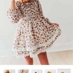Floral Lace Trim Kids Dress